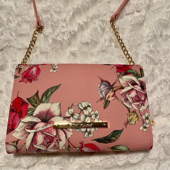 Betsey Johnson Pink Floral Crossbody with Chain - Picture 11 of 16